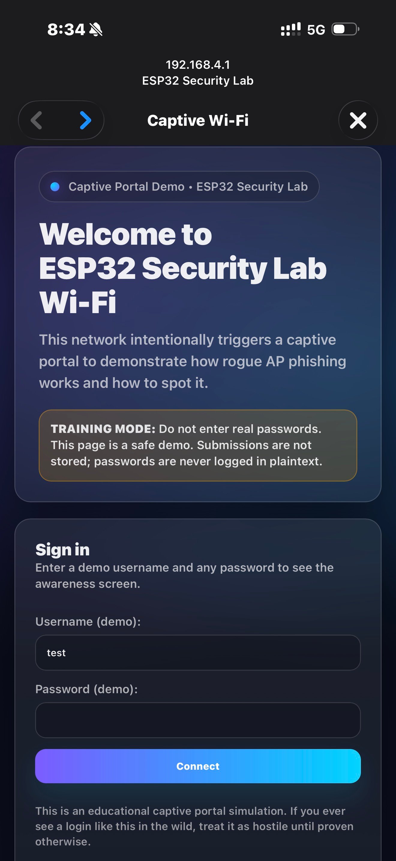 Evil Twin Attack Simulation & Rogue Access Point Detection (ESP32)